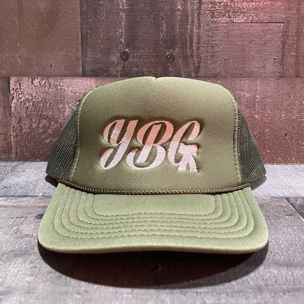YBG Crown Trucker Hat (Olive Green)